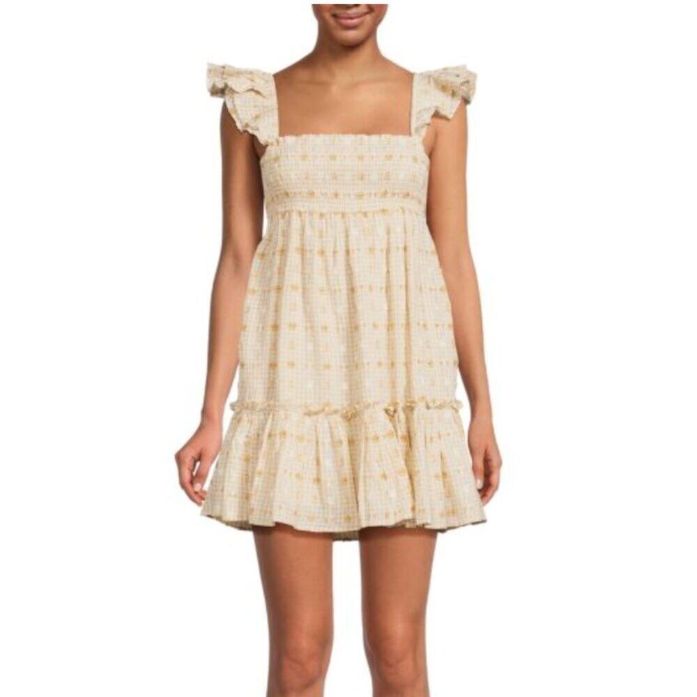 NWT Saylor Alruna Squareneck Shirred Mini Dress
